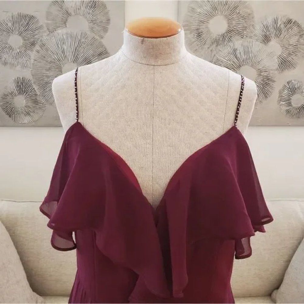 Levkoff Flutter Sleeve Chiffon Gown - [Size 12 In… - image 3